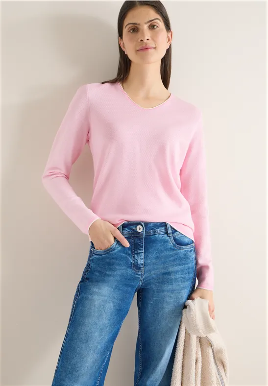 Damen Pullover mit V-Ausschnitt Viskosemischung