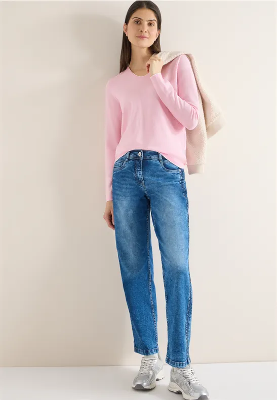 Damen Pullover mit V-Ausschnitt Viskosemischung