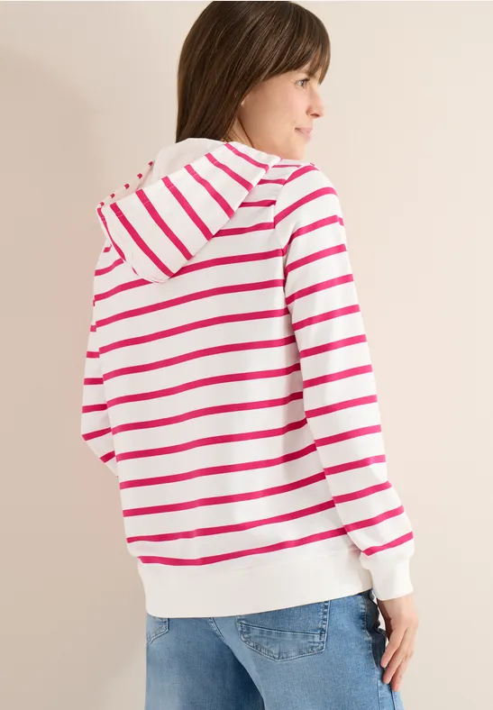 Gestreifter Hoodie mit Brustprint