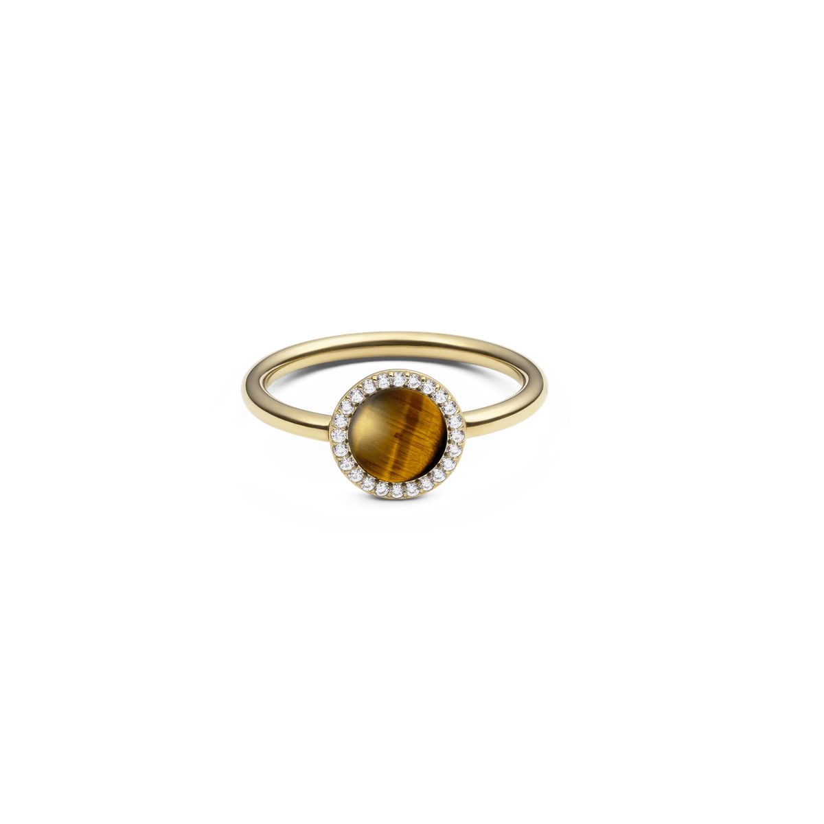 Tigerauge-Ring Gold Rund