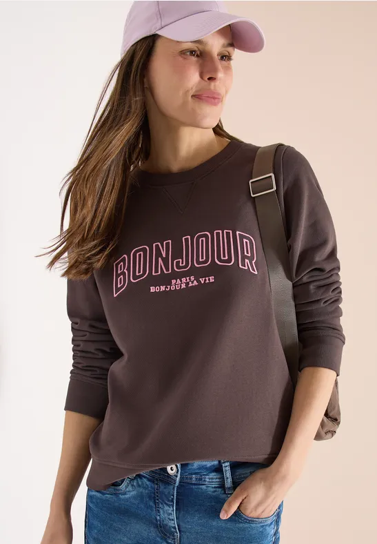 Lässiges 'Bonjour' Grafik Sweatshirt