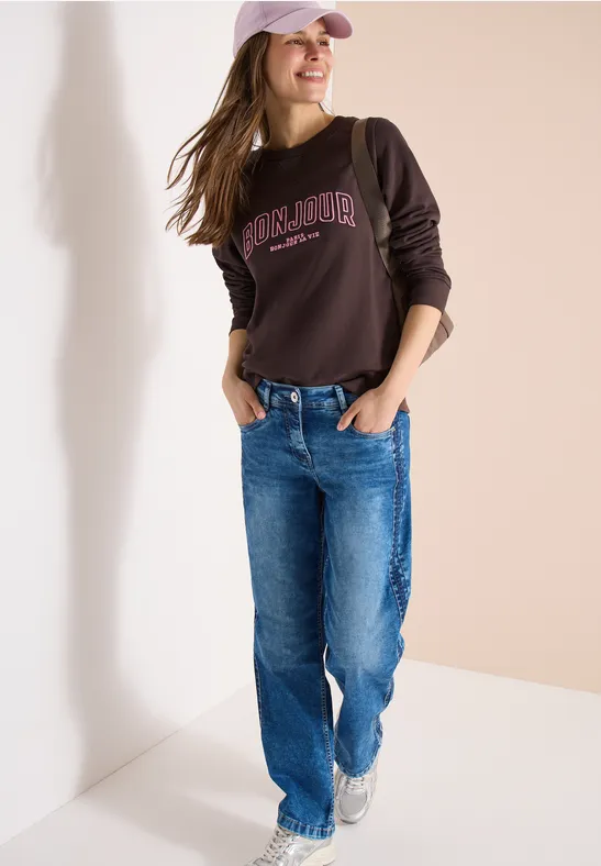 Lässiges 'Bonjour' Grafik Sweatshirt