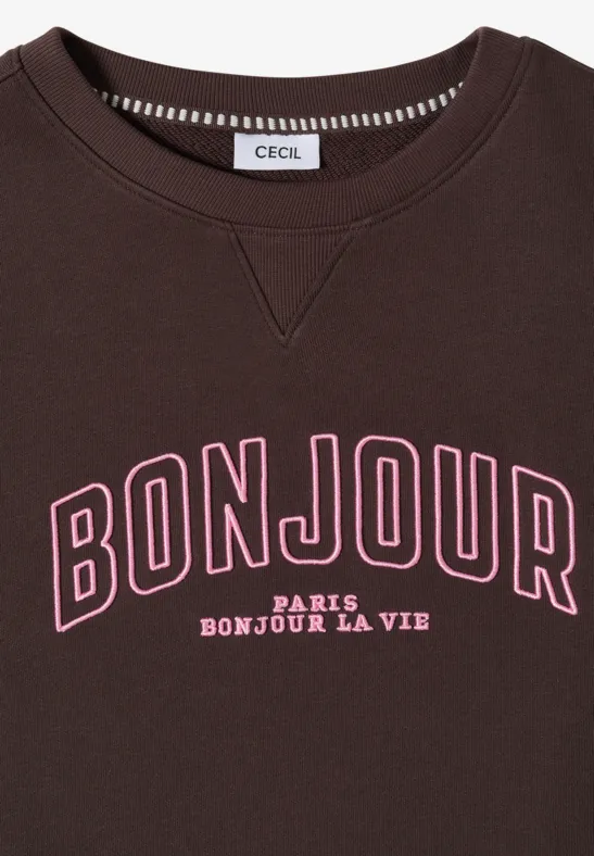 Lässiges 'Bonjour' Grafik Sweatshirt