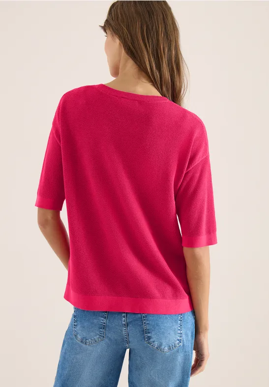Lässiger pinkfarbener Kurzarmpullover
