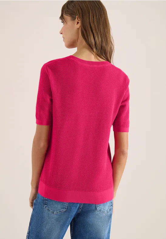 Lässiger pinkfarbener Kurzarmpullover