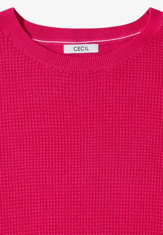 Lässiger pinkfarbener Kurzarmpullover