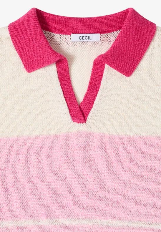 Gestreifter Bändchengarn Polo-Pullover
