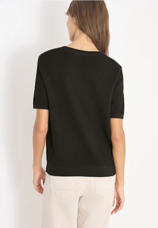 Kurzarmshirt mit Strukturstrick