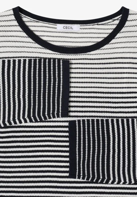 Gestreifter Strickpullover mit 3/4 Ärmeln