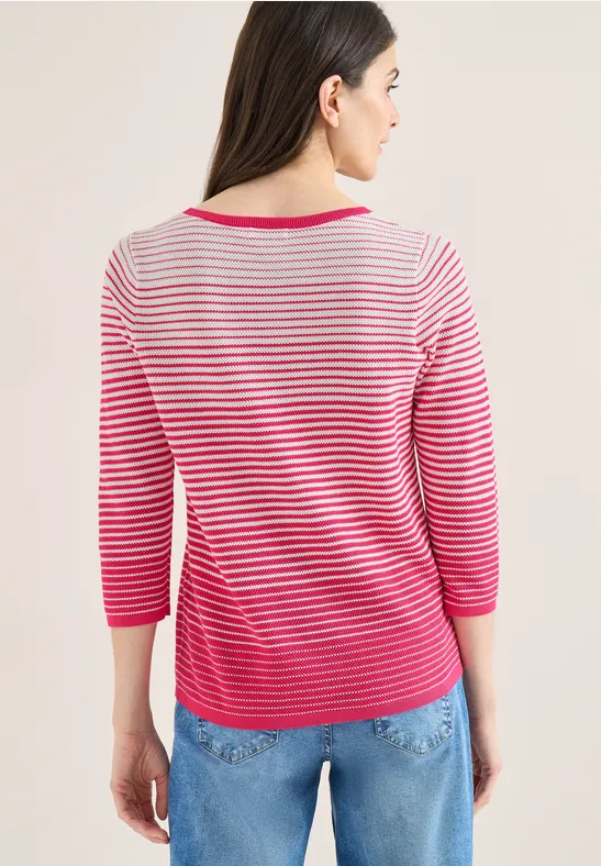 Gestreifter Strickpullover aus Baumwollmischung