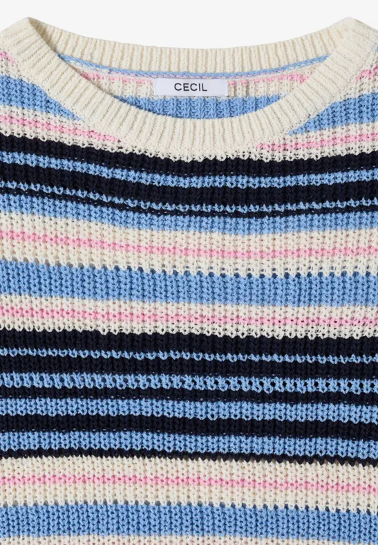 Gestreiftes Strick Kurzarm Top