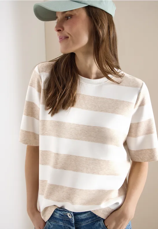 Gestreiftes Kurzarm-Sweatshirt-Top