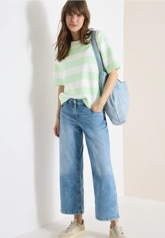 Gestreiftes Kurzarm-Sweatshirt