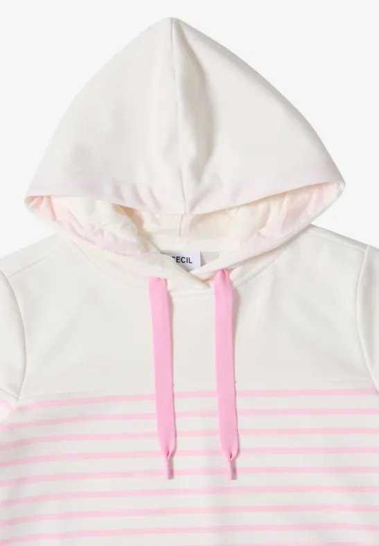 Gestreiftes Kurzarm-Sweatshirt mit Kapuze