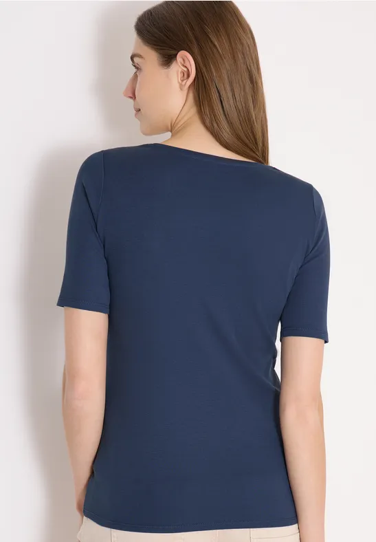 Basic T-Shirt aus Baumwolle in Unifarbe