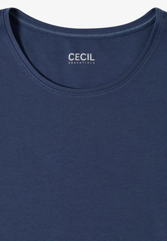 Basic T-Shirt aus Baumwolle in Unifarbe