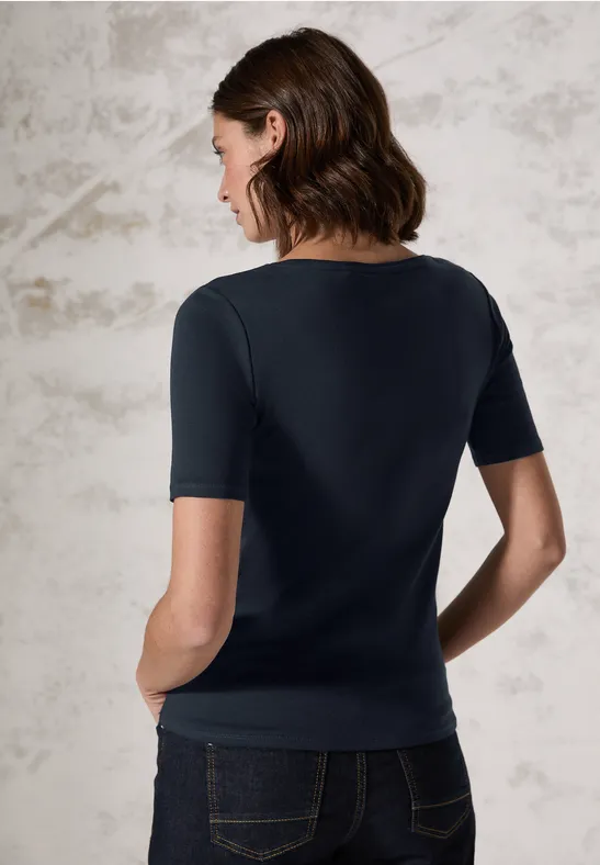 Basic T-Shirt aus Baumwolle in Unifarbe