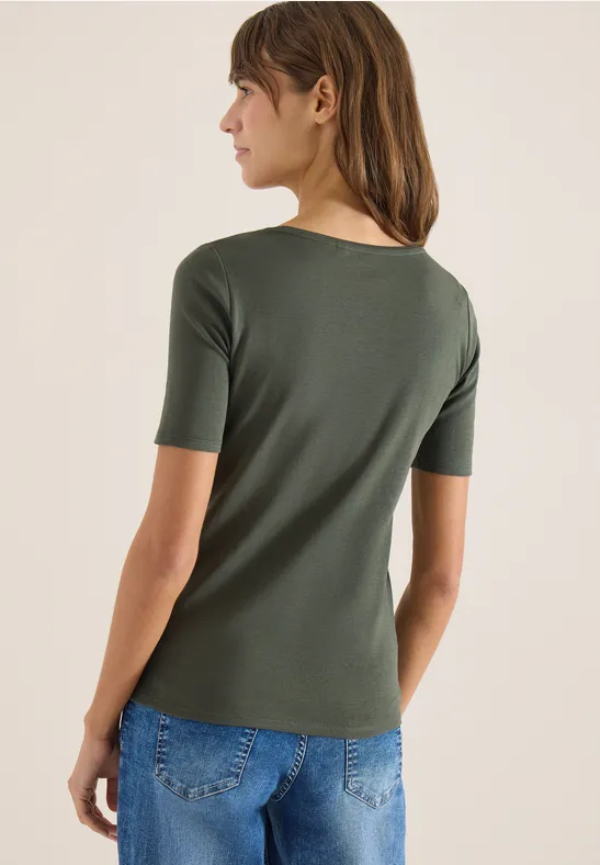 Basic, einfarbiges, figurbetontes T-Shirt