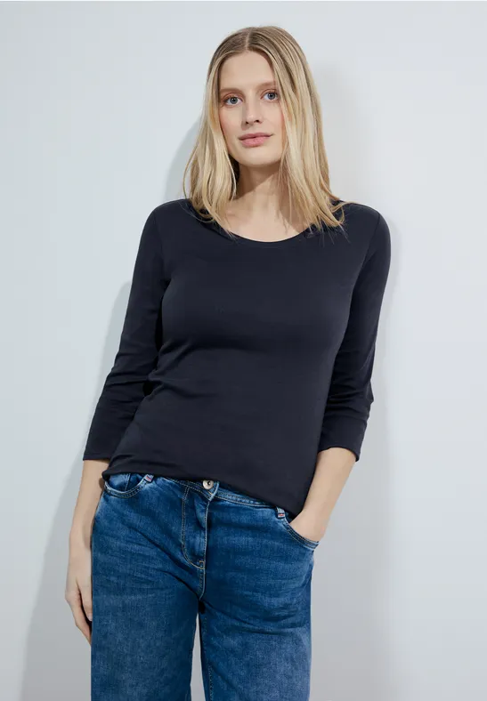 Basic Rundhals 3/4 Ärmel Shirt