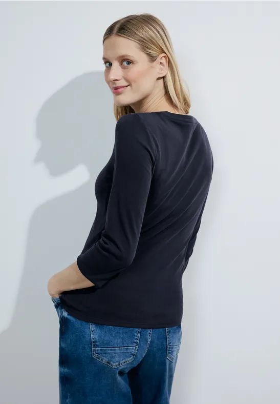 Basic Rundhals 3/4 Ärmel Shirt