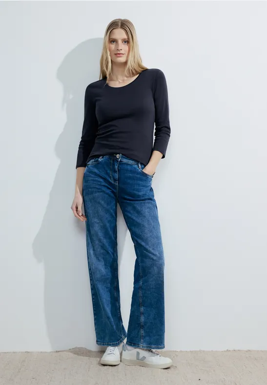 Basic Rundhals 3/4 Ärmel Shirt