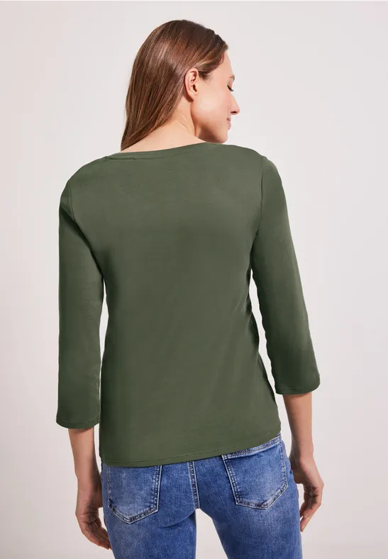 Basic Shirt mit Rundhalsausschnitt und 3/4-Arm