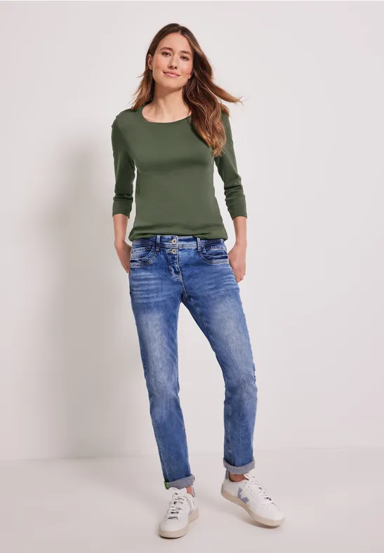 Basic Shirt mit Rundhalsausschnitt und 3/4-Arm
