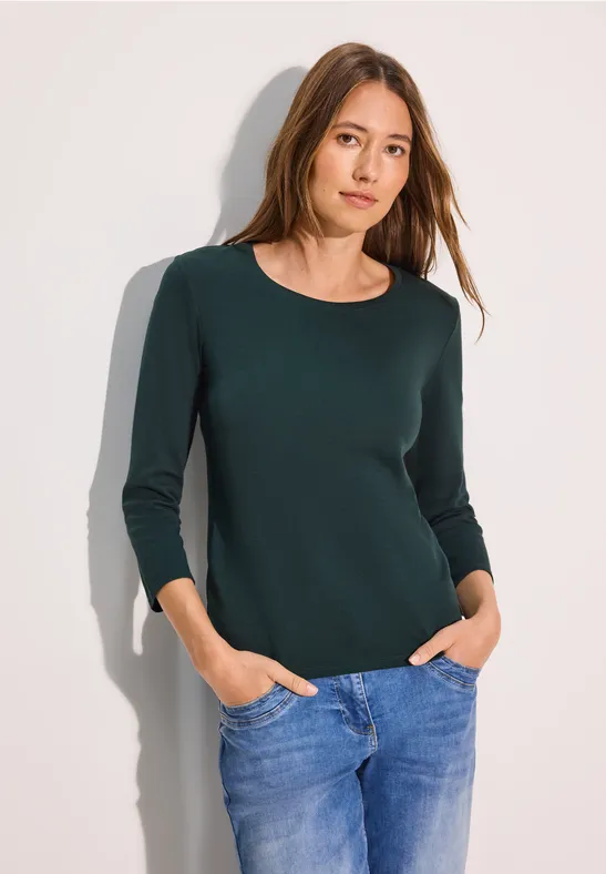 Basic Shirt mit Rundhalsausschnitt und 3/4-Arm