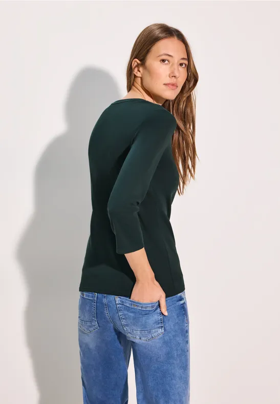Basic Shirt mit Rundhalsausschnitt und 3/4-Arm