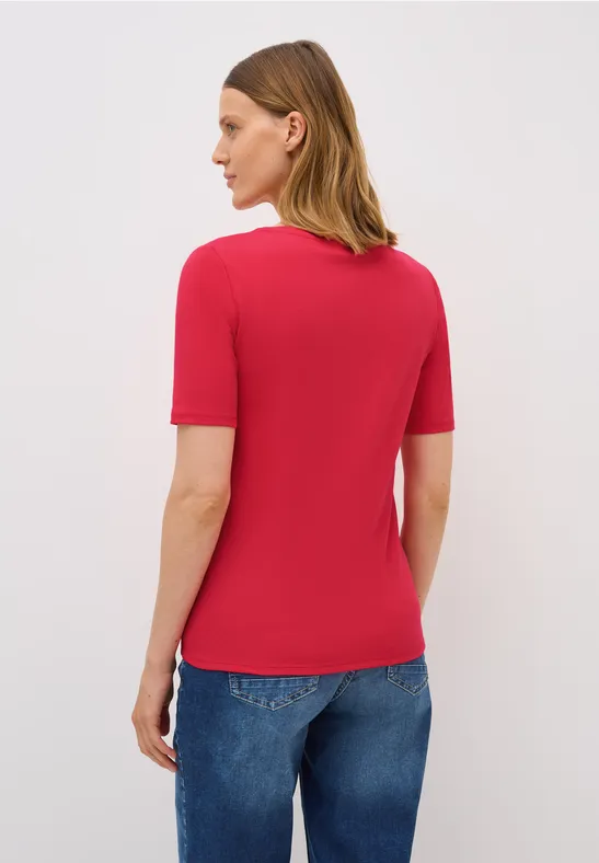 Basic Kurzarm T-Shirt mit V-Ausschnitt