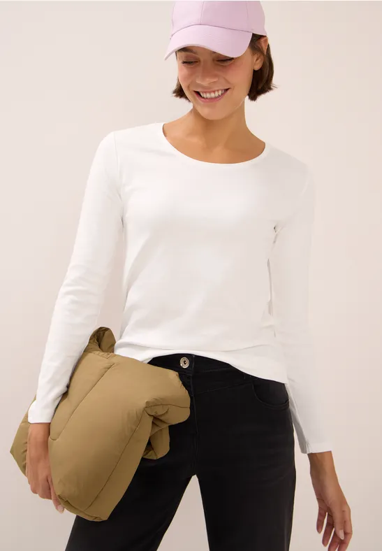 Basic Langarm Baumwoll T-Shirt