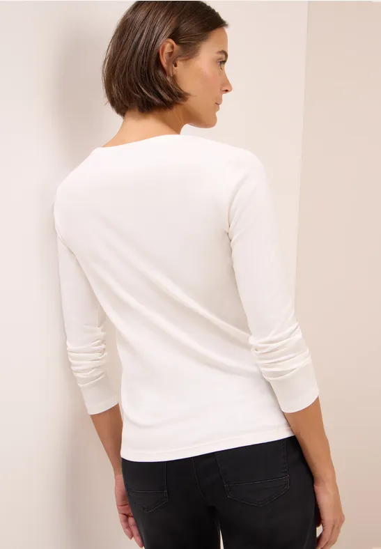 Basic Langarm Baumwoll T-Shirt