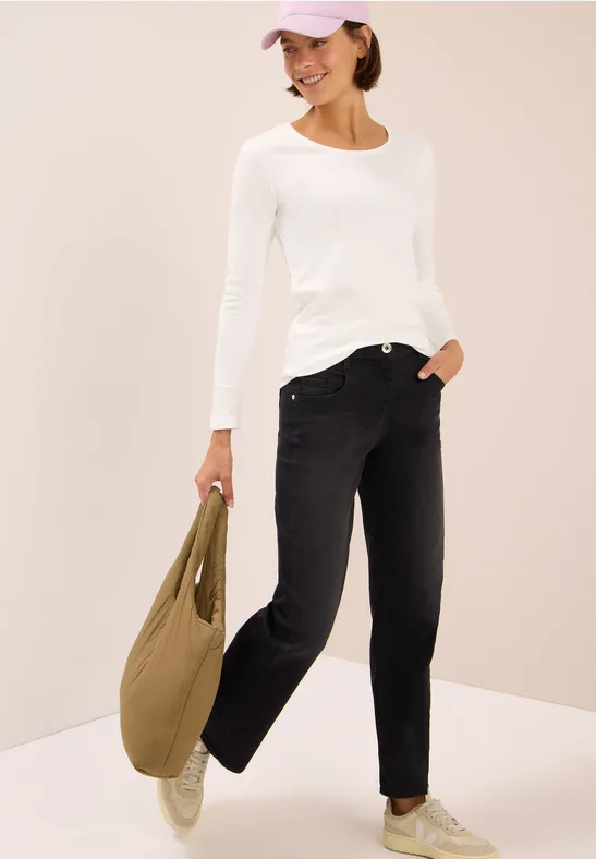 Basic Langarm Baumwoll T-Shirt