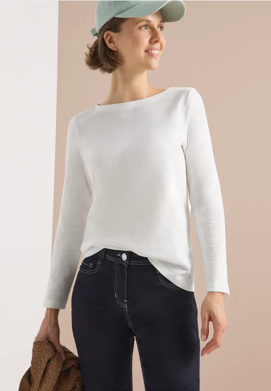 Basic Langarm Baumwoll T-Shirt