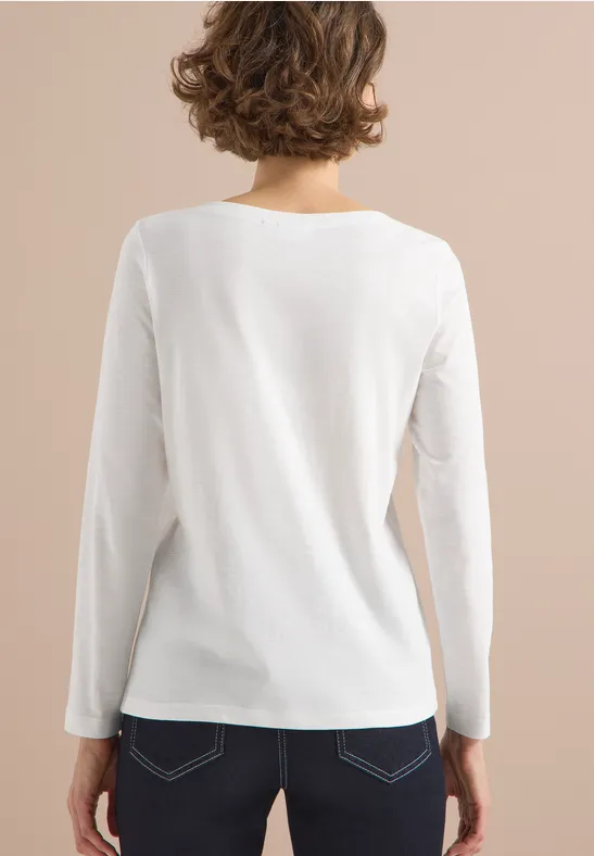 Basic Langarm Baumwoll T-Shirt