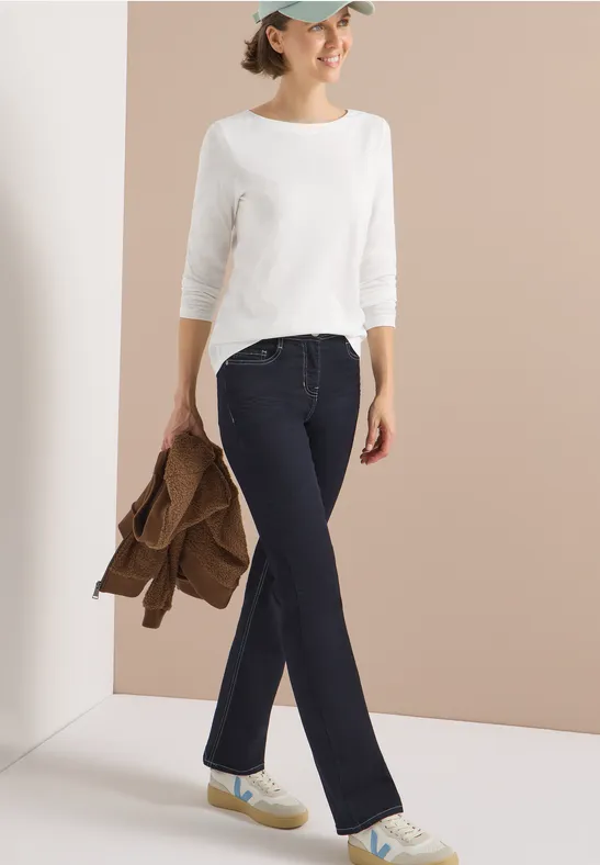 Basic Langarm Baumwoll T-Shirt