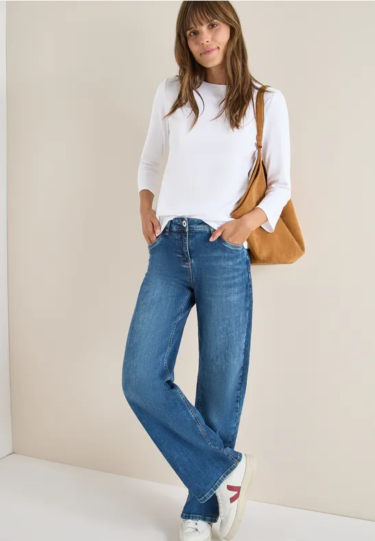 Klassisches 3/4-Arm Shirt mit U-Boot-Ausschnitt
