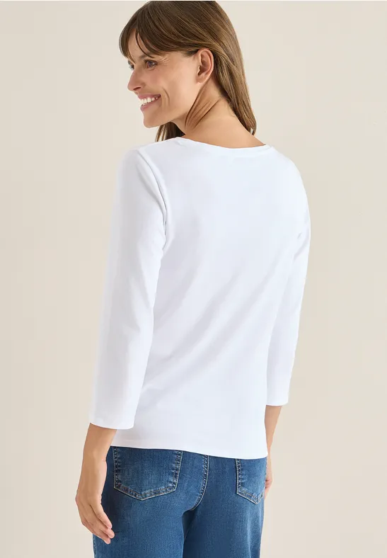 Klassisches 3/4-Arm Shirt mit U-Boot-Ausschnitt