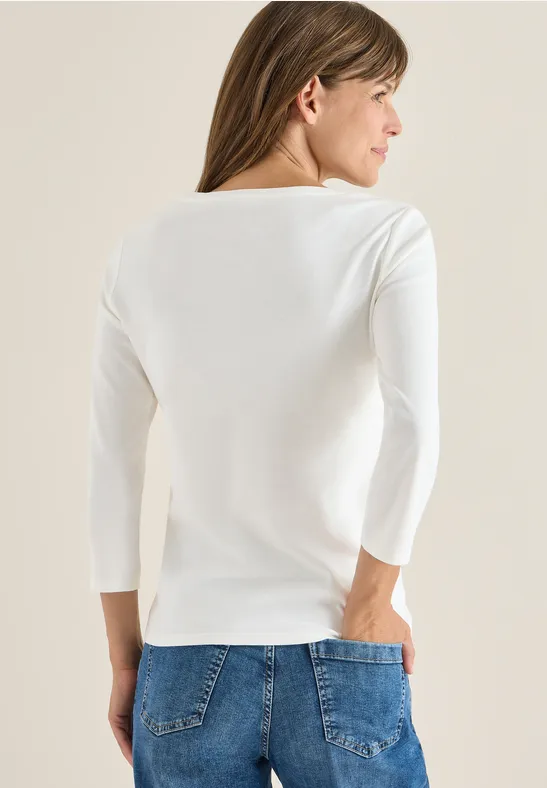 Klassisches 3/4-Arm Shirt mit U-Boot-Ausschnitt