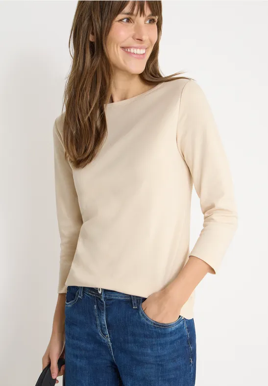 Vielseitiges beige Oberteil mit 3/4-Ärmeln