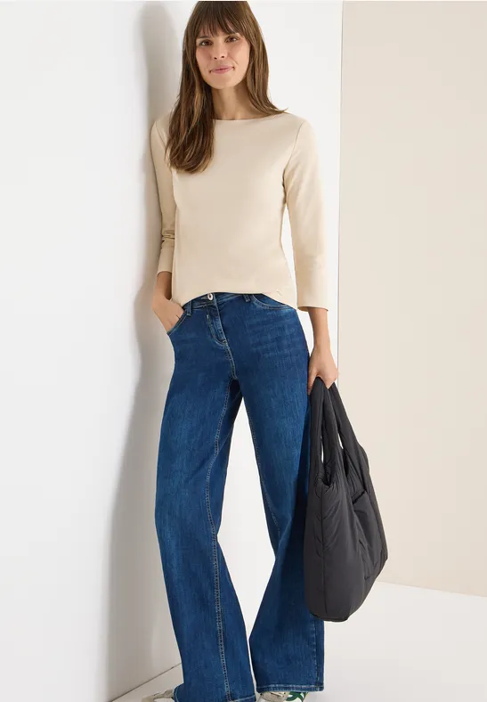 Vielseitiges beige Oberteil mit 3/4-Ärmeln