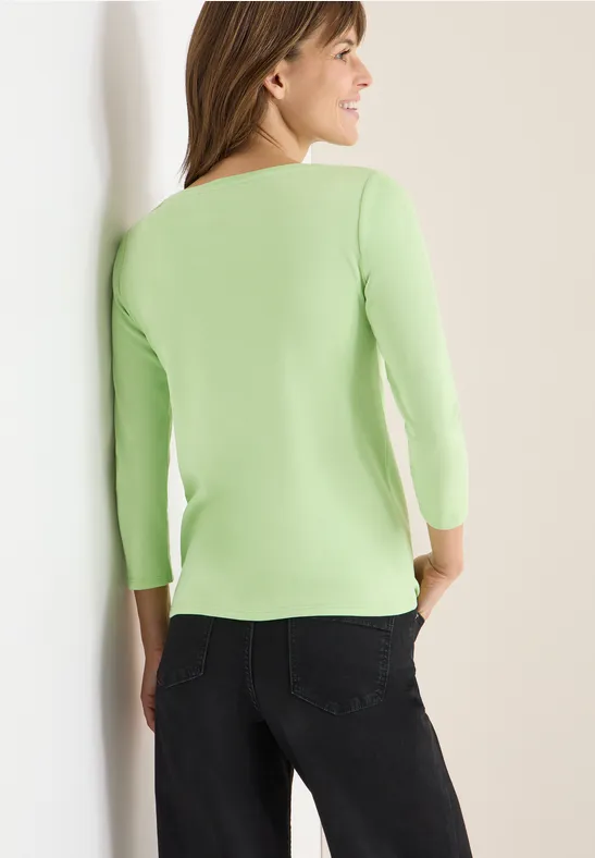 Lässiges einfarbiges Shirt mit 3/4-Ärmeln