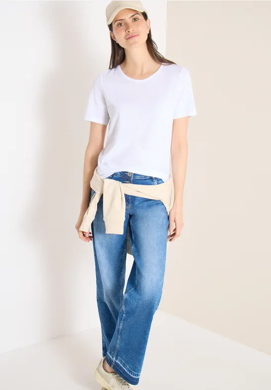 Damen Basic T-Shirt mit Rundhalsausschnitt