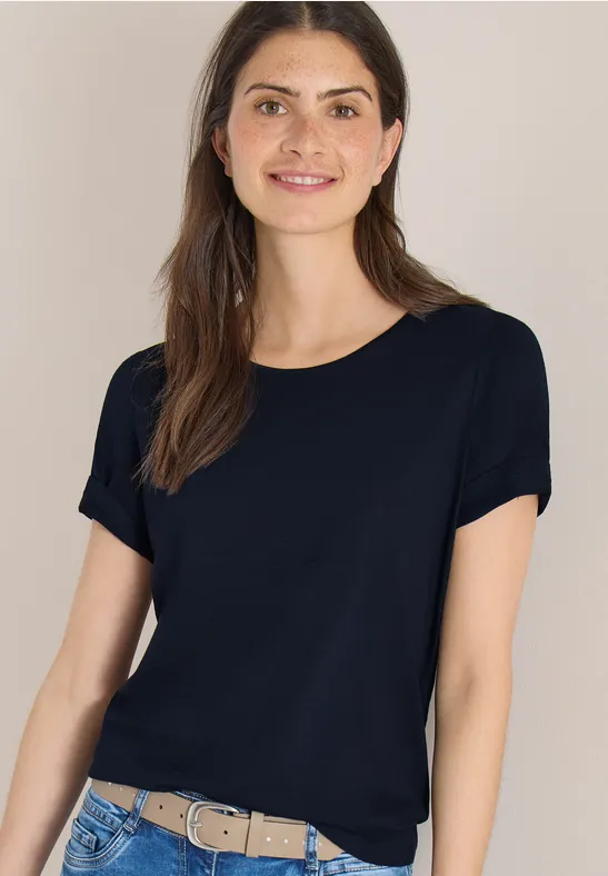 Basic Rundhals T-Shirt in Marineblau