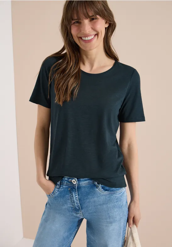 Basic Rundhals T-Shirt in Marineblau
