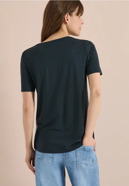 Basic Rundhals T-Shirt in Marineblau