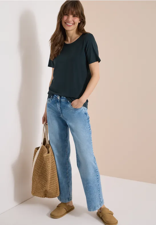 Basic Rundhals T-Shirt in Marineblau