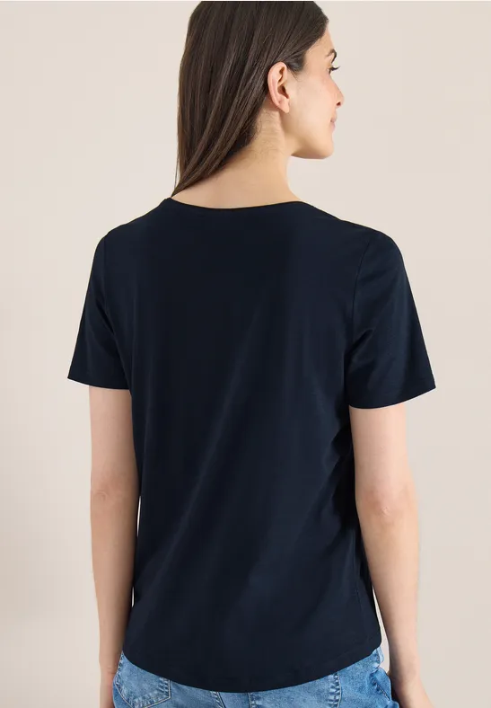 Basic Rundhals T-Shirt in Marineblau