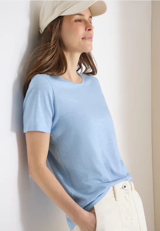 Basic Rundhals T-Shirt in Marineblau