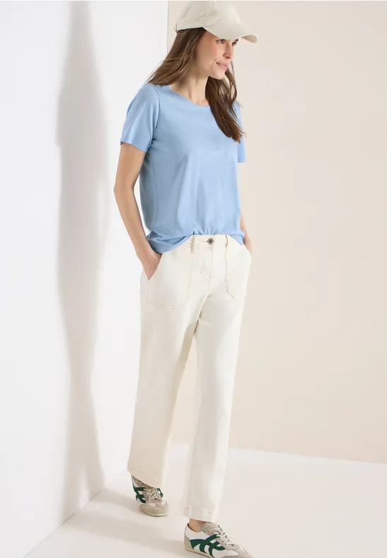 Basic Rundhals T-Shirt in Marineblau
